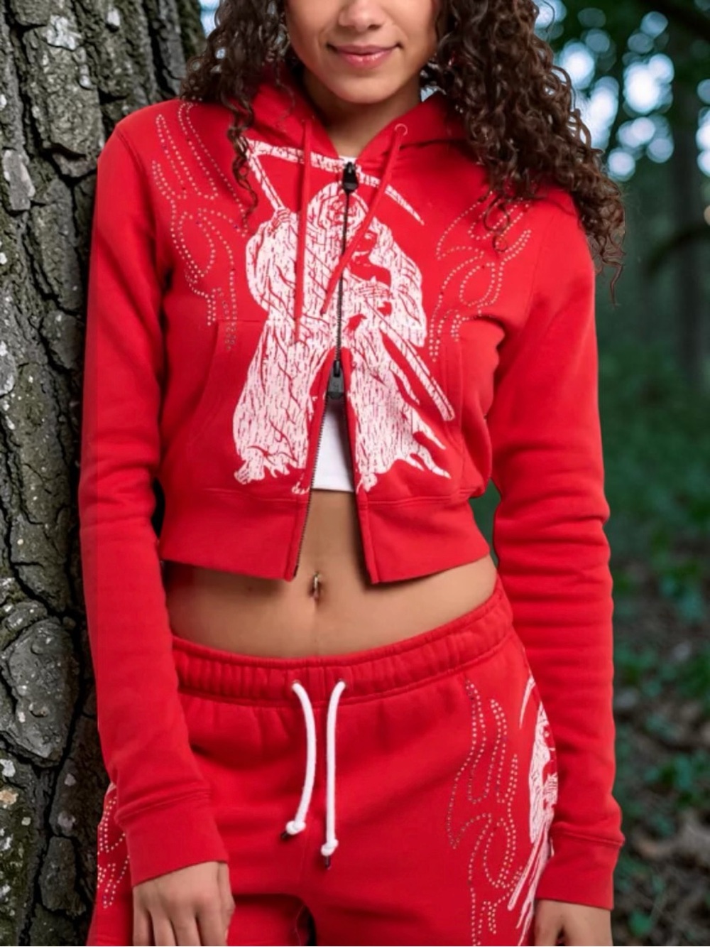 Lurking Class by Sketchy Tank Don't Pray For Me red crop zip hoodie Size M NWT